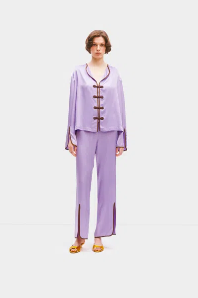 Sleeper Louis Pajama Set With Pants In Lavender