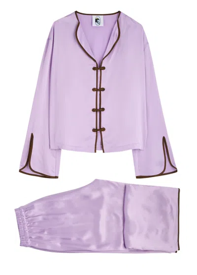 Sleeper Louis Satin Pyjama Set In Light Purple