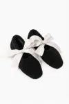 Sleeper Lulu Shearling Slippers With Bows In Black In Black