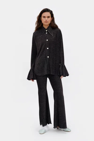 Sleeper Lurex Lounge Suit With Pants In Black