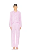 Sleeper Lycra Pajama Set In Striped Pink