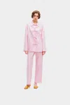 Sleeper Lyra Cotton-poplin Pajama Set In Pink Stripes