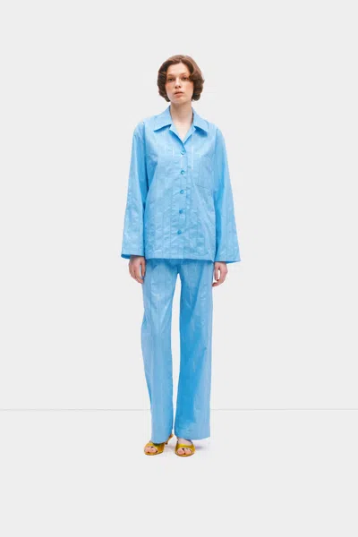 Sleeper Milky Way Sequined Cotton Pajama Set In Blue