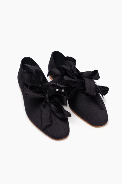 Sleeper Mille-feuille Silk Flats With Bows In Black