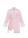 Sleeper 미스 캣 벨트 페더 디테일 파자마 세트 In Pink