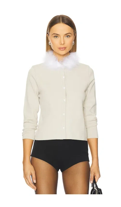 Sleeper Miss Kitty Cardigan With Detachable Feathers In Beige