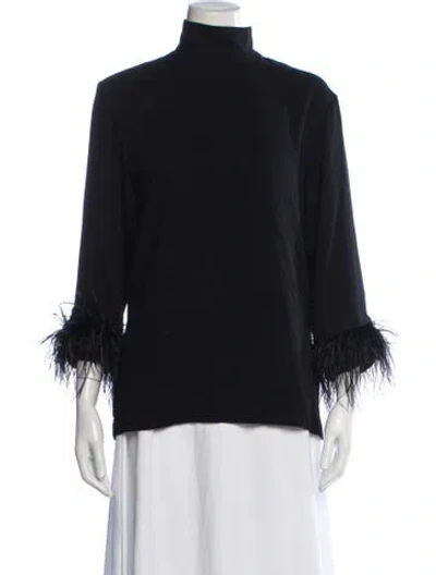 Pre-owned Sleeper Mock Neck Long Sleeve Top In Black