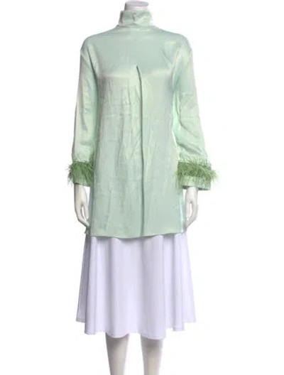 Pre-owned Sleeper Mock Neck Long Sleeve Tunic In Green