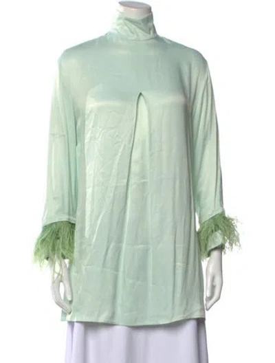 Pre-owned Sleeper Mock Neck Three-quarter Sleeve Top In Green