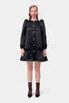 Sleeper Mystery Puff Button-up Dress In Black