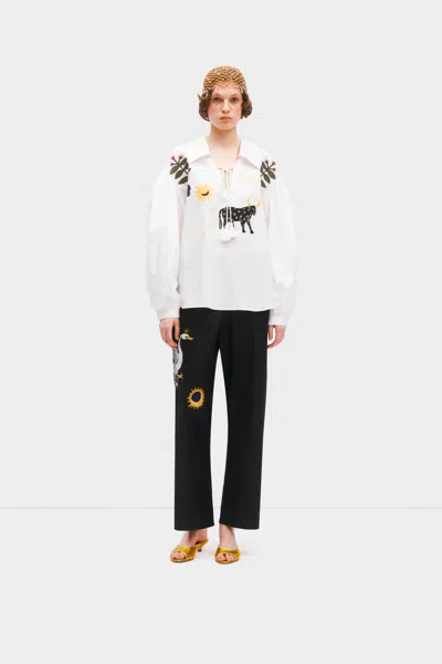 Sleeper Mystic Appliquéd Cotton Pants In Black