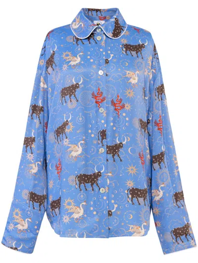 Sleeper Mystic-print Shirt In Blue