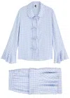 Sleeper Nebula Checked Twill Pyjama Set In Blue And White