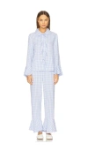 Sleeper Nebula Pajama Set With Bow Details In Blue Vichy