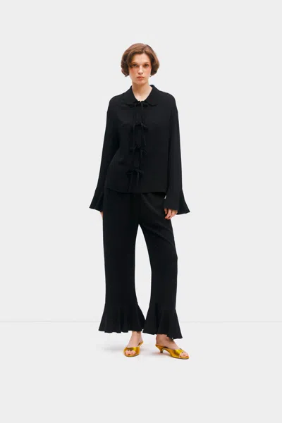 Sleeper Nebula Pajama Set With Bow Details In Black