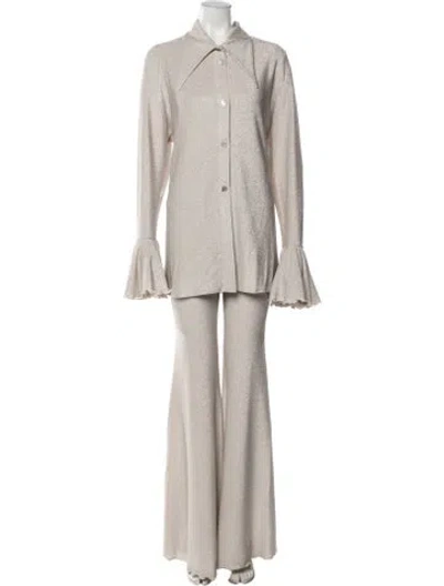 Pre-owned Sleeper Nylon Glitter Accents Pant Set In Metallic