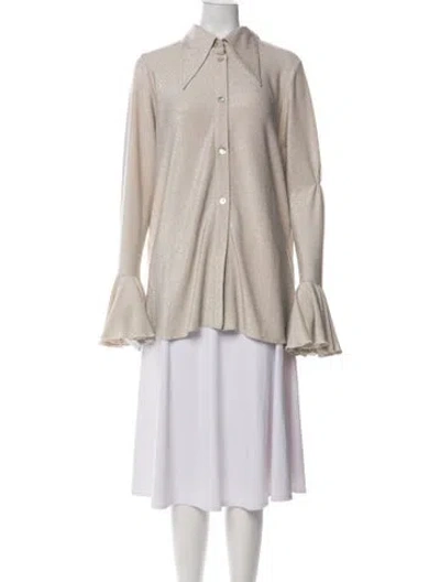 Pre-owned Sleeper Nylon Long Sleeve Blouse W/ Tags In Neutral