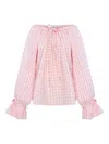 Sleeper Off-shoulder Checked Blouse In Pink