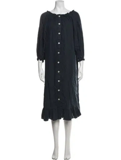 Pre-owned Sleeper Off-the-shoulder Long Dress In Blue