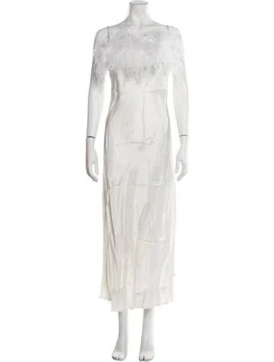 Pre-owned Sleeper Off-the-shoulder Long Dress In Neutrals