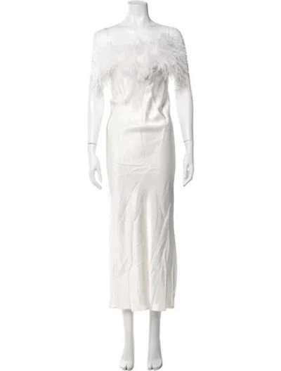 Pre-owned Sleeper Off-the-shoulder Long Dress In White