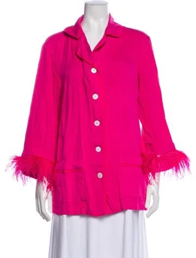 Pre-owned Sleeper Ostrich Feather Down Jacket In Pink