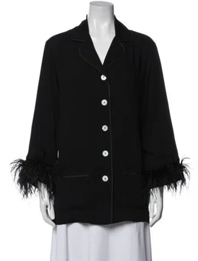 Pre-owned Sleeper Ostrich Feather Feather Trim Pajamas In Black