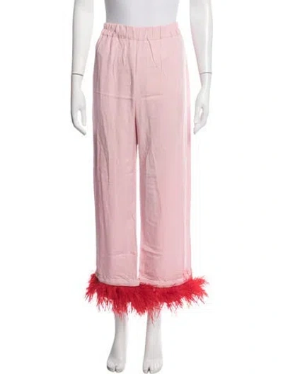 Pre-owned Sleeper Ostrich Feather Pajamas In Pink/red