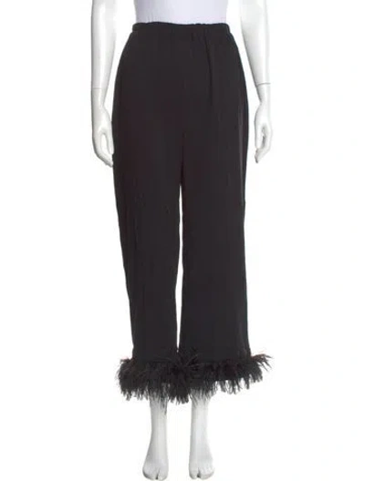 Pre-owned Sleeper Ostrich Feather Wide Leg Pants In Black