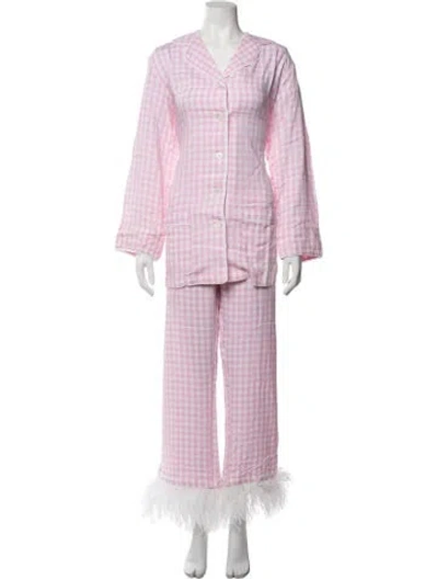 Pre-owned Sleeper Pajamas Plaid Print Set W/ Tags In Pink