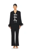 Sleeper Party Pajama Set Bows And Feathers In Black