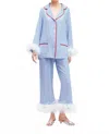 Sleeper Party Pajama Set With Detachable Feathers In Blue In Blue