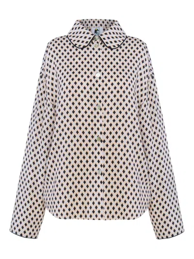 Sleeper Pastelle Button-up Shirt And Shorts In Brown