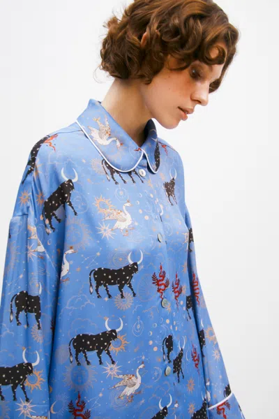 Sleeper Pastelle Oversized Shirt In Blue Mystic Print