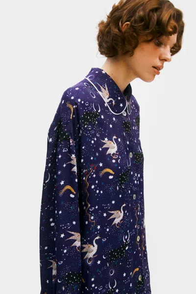 Sleeper Pastelle Oversized Shirt In Navy Mystic Print