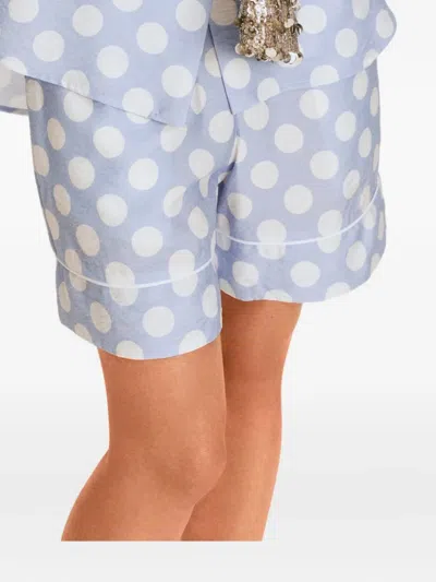 Sleeper Pastelle Polka-dot Shorts Set In Blue