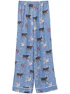 Sleeper Womens Pastelle Graphic-print Wide-leg High-rise Woven Trousers Blue Mystic In Blue