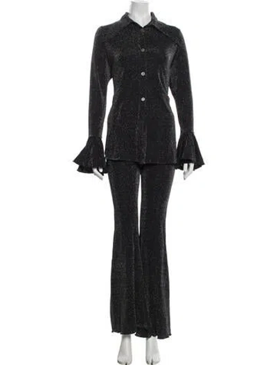 Pre-owned Sleeper Patterned Glitter Accents Pant Set In Black
