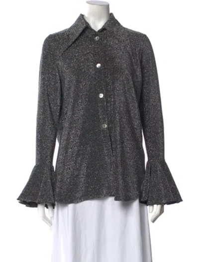 Pre-owned Sleeper Patterned Long Sleeve Top In Metallic/silver