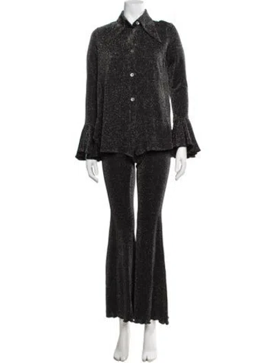 Pre-owned Sleeper Patterned Pant Set In Black
