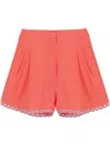 Sleeper Petra Embroidered Linen Shorts In Strawberry In Rot