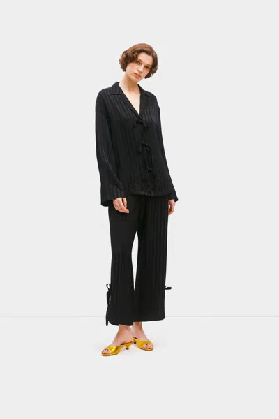 Sleeper Phoenix Striped Set With Bow Details In Black