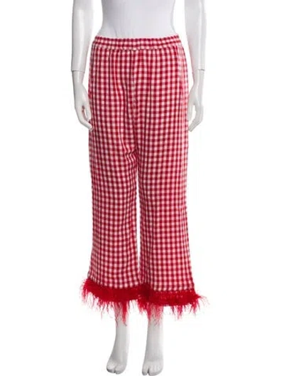 Pre-owned Sleeper Plaid Print Fur Trim Pajamas In Red