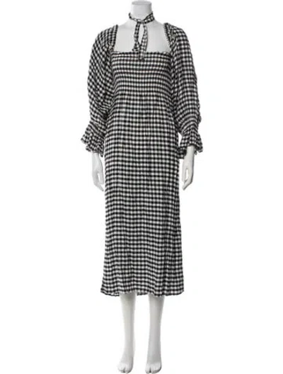 Pre-owned Sleeper Plaid Print Long Dress In Multi