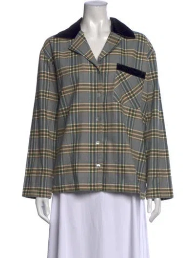 Pre-owned Sleeper Plaid Print Long Sleeve Top In Multi