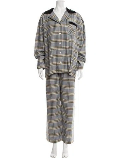 Pre-owned Sleeper Plaid Print Lounge Set In Blue