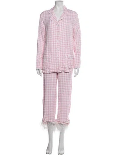 Pre-owned Sleeper Plaid Print Lounge Set In Pink
