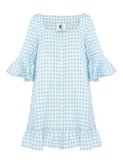 Sleeper Plaid-print Dress In Blue