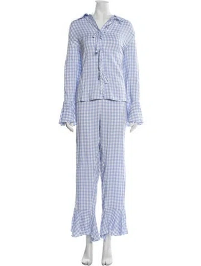 Pre-owned Sleeper Plaid Print Pajamas W/ Tags In Blue