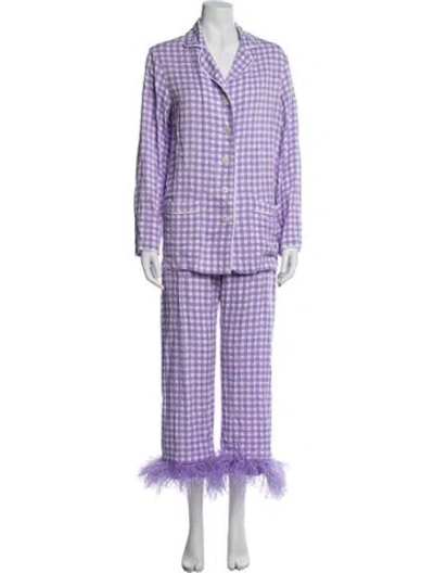 Pre-owned Sleeper Plaid Print Pant Set In Purple